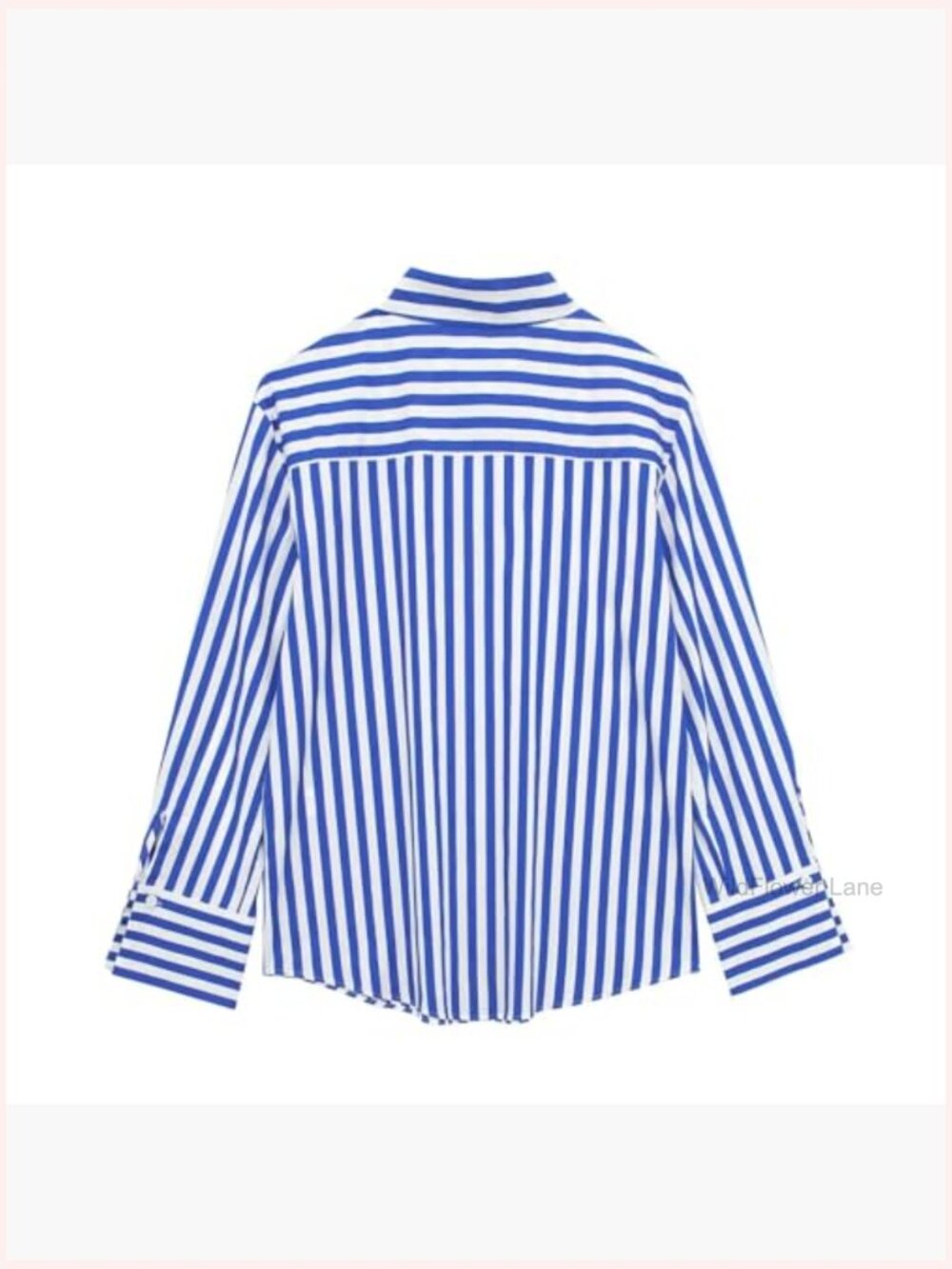 Blue and White Striped Button Down Shirt for Women - Picture 2 of 5